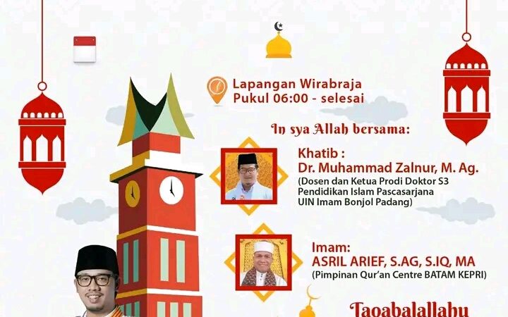 Pemko Bukittinggi Pusatkan Shalat Idul Fitri 1445 H di Lapangan Wirabraja, Khatib Dr. Muhammad Zalnur