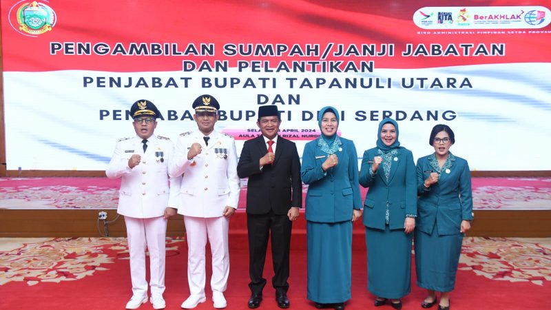 Lantik Pj Bupati Deli Serdang dan Taput, Pj Gubernur Sumut Ingatkan Tugas Mendesak Ini