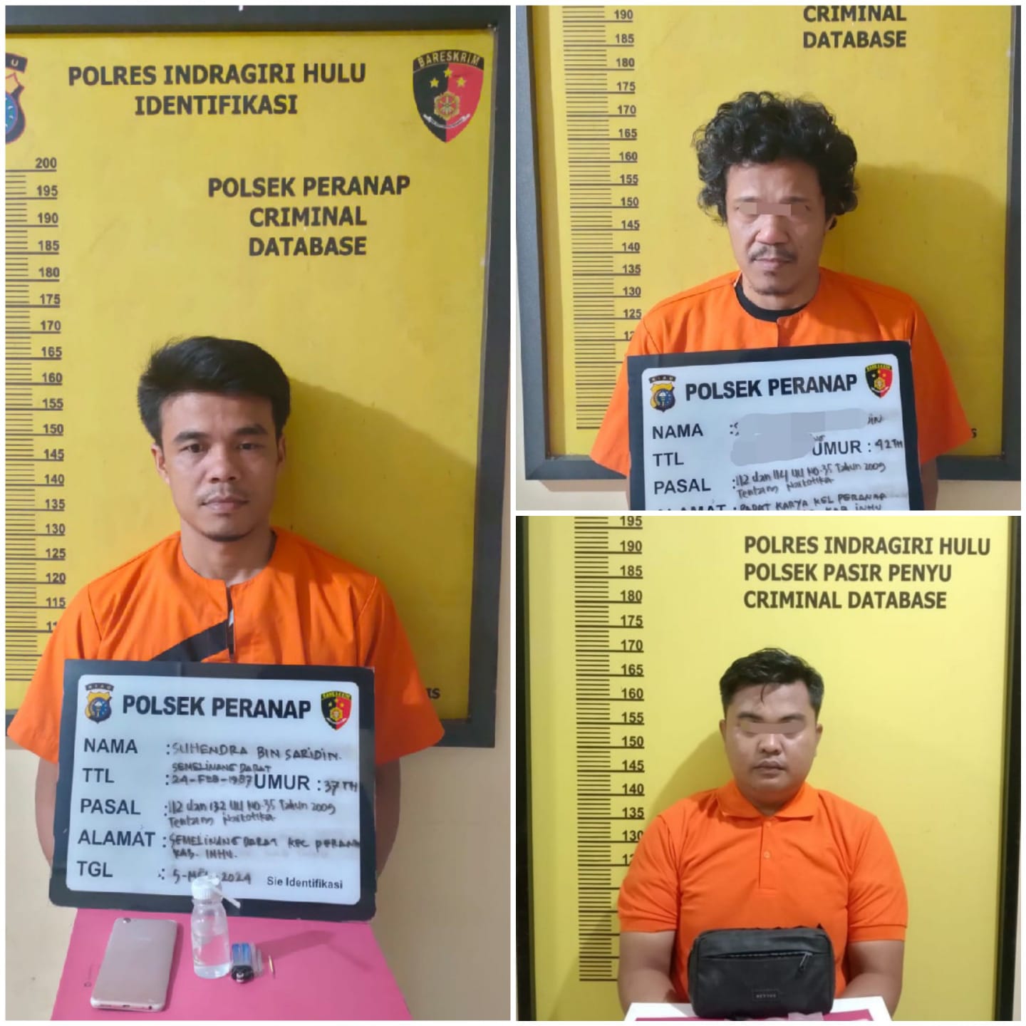 3 Orang  Pengedar Sabu Dibekuk Polres Inhu