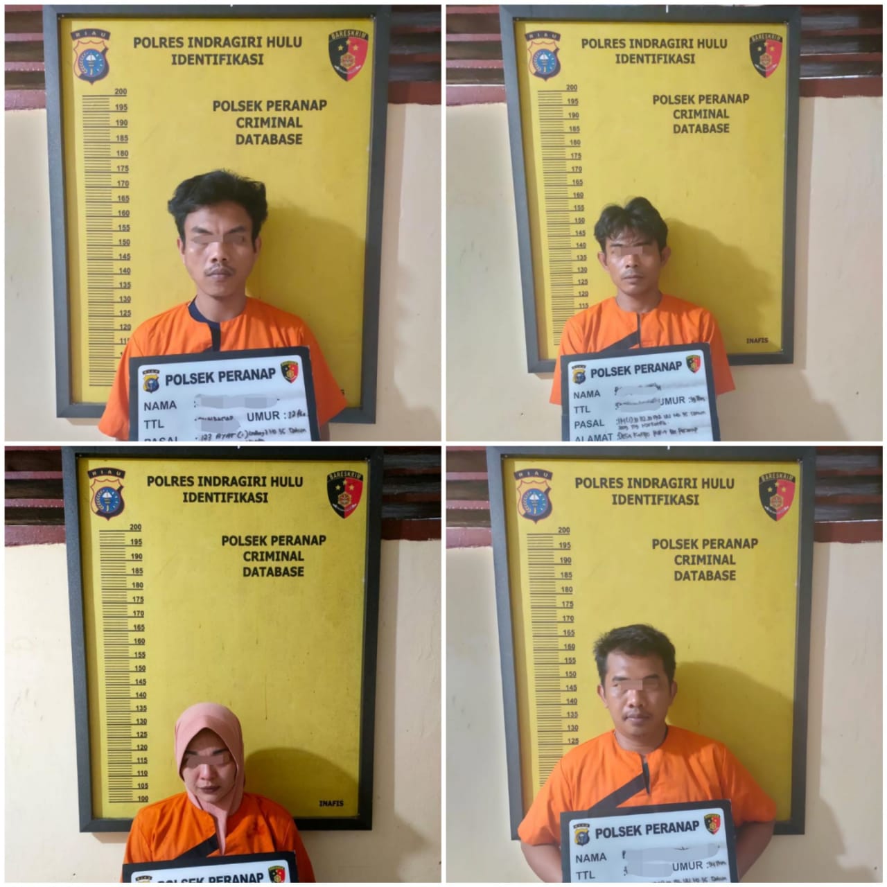 Unit Reskrim Polsek Peranap Inhu  Amankan 4 Pelaku Peredar Narkoba
