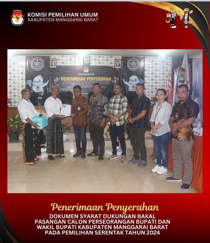 KPU Mabar, Menerima Penyerahan Dokumen Syarat Dukungan Balon Perseorangan H.Abdul Asis – Sirilus Ladur Pilkada 2024