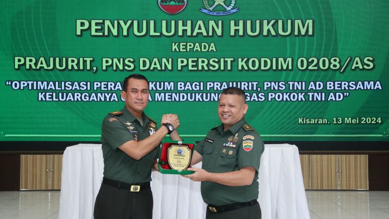 Penyuluhan Hukum Triwulan II TA 2024 Kepada Prajurit, PNS dan Persit Kodim 0208/AS