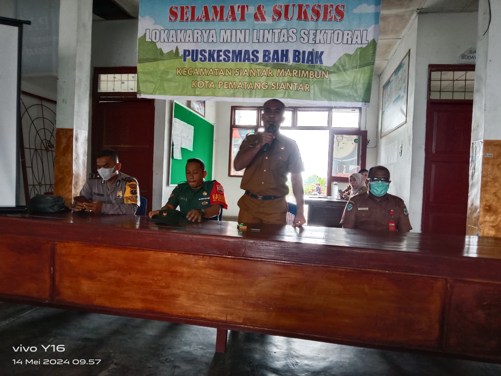 Polsek Siantar Marihat Hadiri Lokakarya Mini Lintas Sektoral Puskesmas Bah Biak