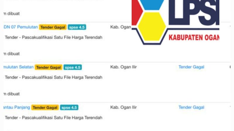 Menjadi Sorotan Publik, Diduga Ada 13 Proyek Gagal Lelang Di Ogan Ilir