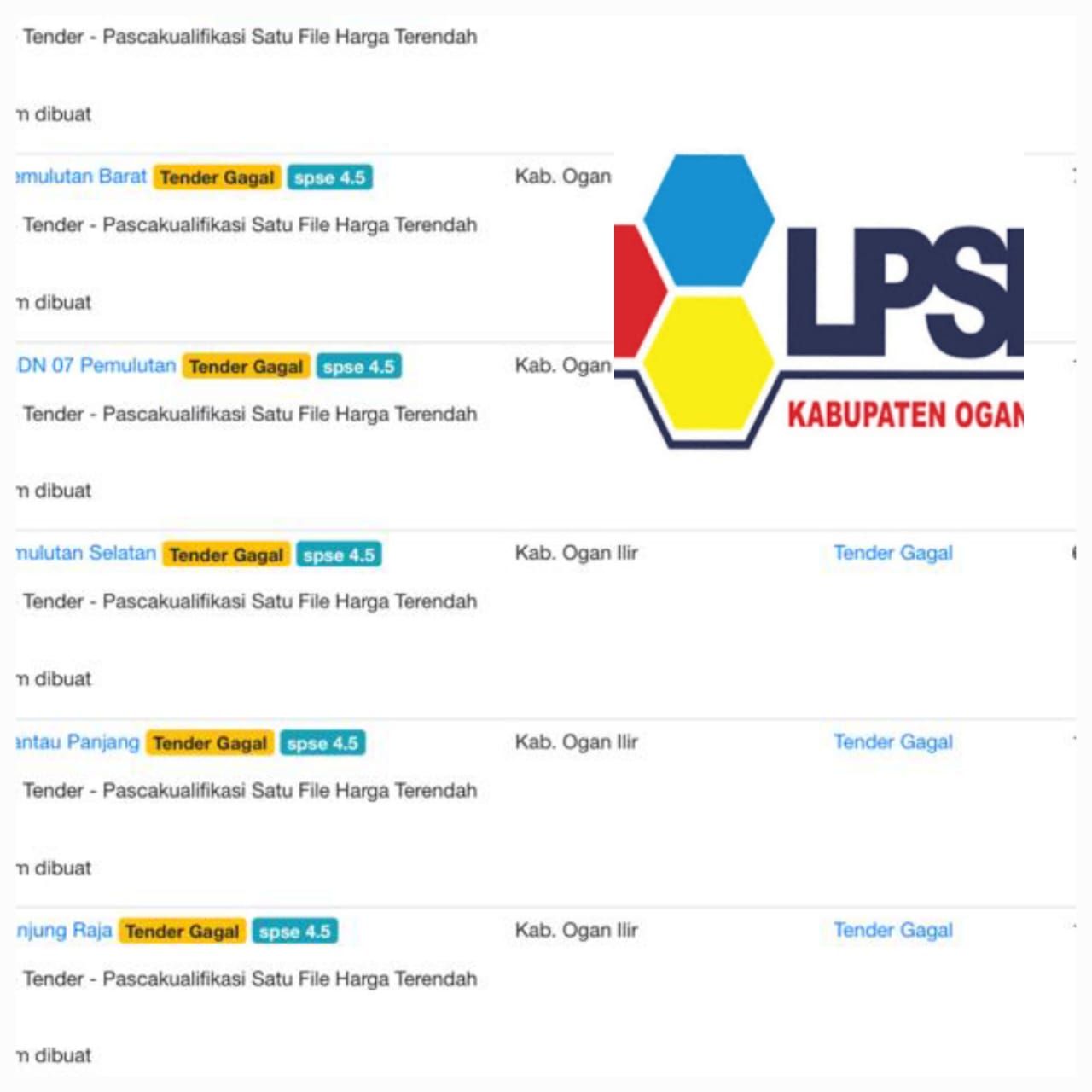 Menjadi Sorotan Publik, Diduga Ada 13 Proyek Gagal Lelang Di Ogan Ilir