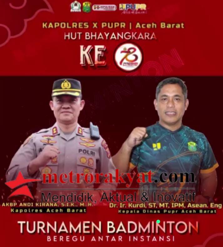 Polres Aceh barat gandeng PUPR HUT Bhayangkara ke-78, Gelar Turnamen Badminton