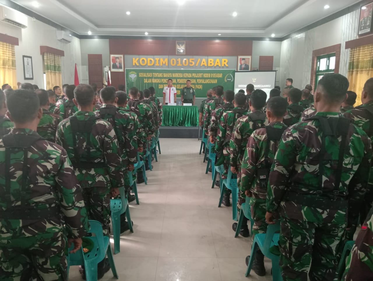 Kodim 0105/Abar Gelar Sosialisasi P4GN Sekaligus Tes Urine Prajurit Sebagai Wujud Nyata Perangi Narkoba