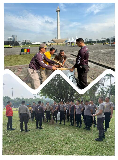 Polri Lakukan Bersih-bersih Usai Pesta Rakyat di Monas