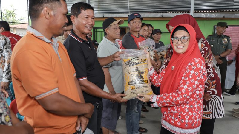 Wali Kota Pematangsiantar Serahkan 5 ton Bantuan Benih Padi Bersertifikat Secara Simbolis kepada 13 Poktan, di Kelurahan Pamatang Marihat