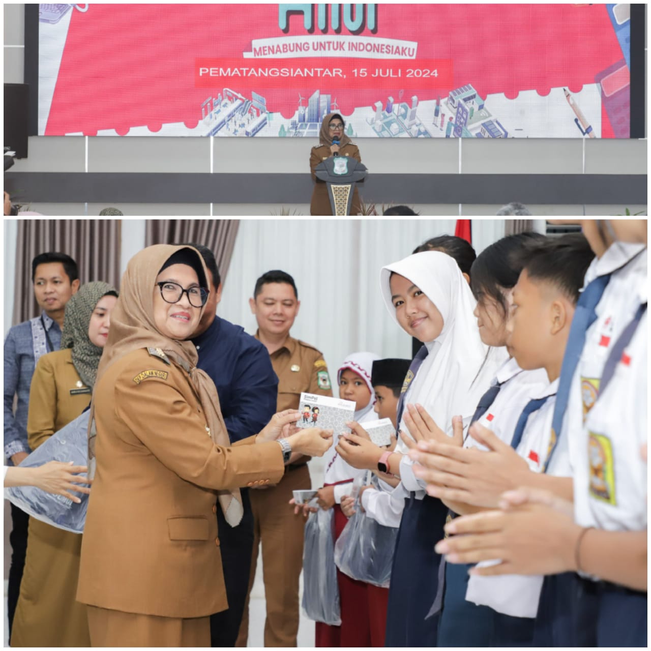 Wali Kota Secara Simbolis Bagikan Buku Tabungan kepada Siswa/i SD dan SMP dalam Rangka Road to Hari Indonesia Menabung (HIM) Kota Pematangsiantar Tahun 2024