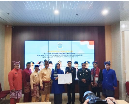 Pj Walikota dan Kapolres Pangkalpinang Gelar Penandatanganan Naskah Perjanjian Hibah Daerah