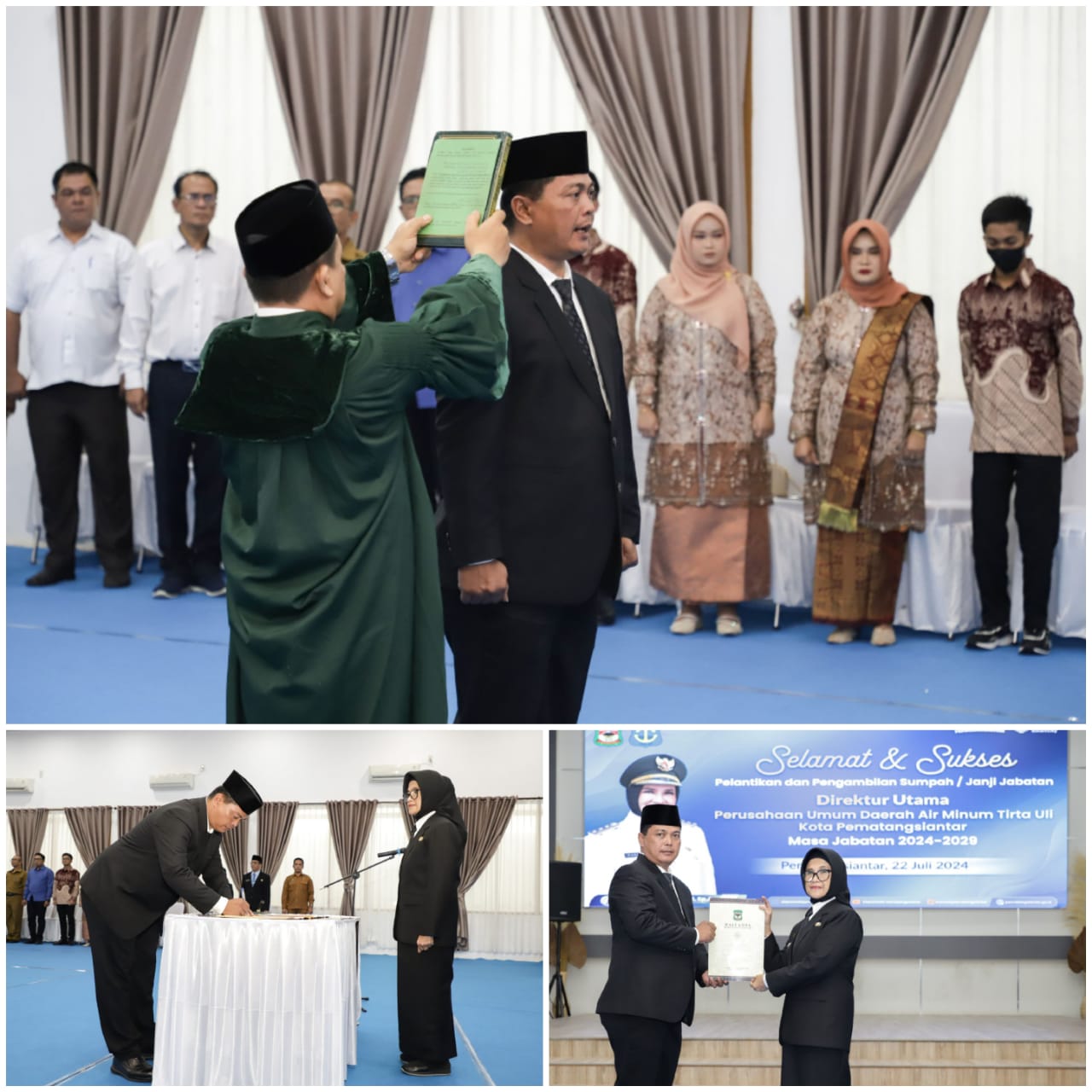 Wali Kota Lantik dan Ambil Sumpah Jabatan Arianto ST MM sebagai Dirut Perumda Air Minum Tirta Uli Kota Pematangsiantar Masa Jabatan 2024-2029