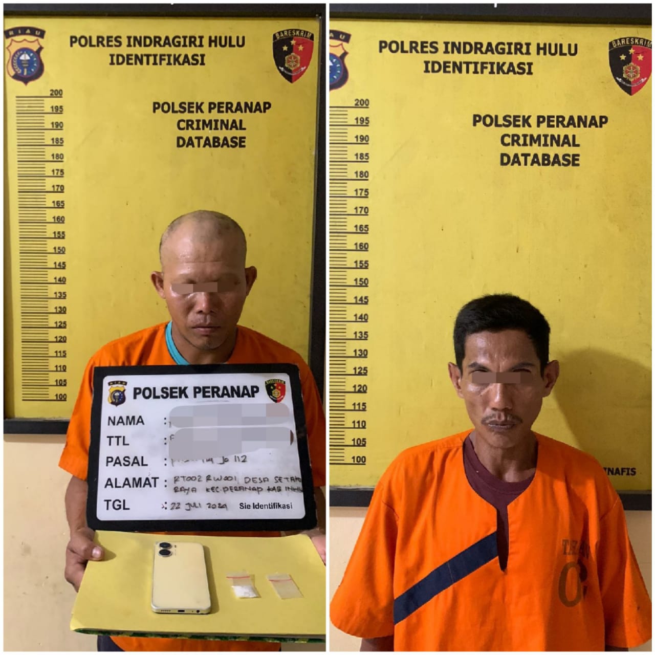Dua Pelaku Pengedar Sabu Diciduk Polsek Peranap Inhu, BB Capai 7,24 Gram