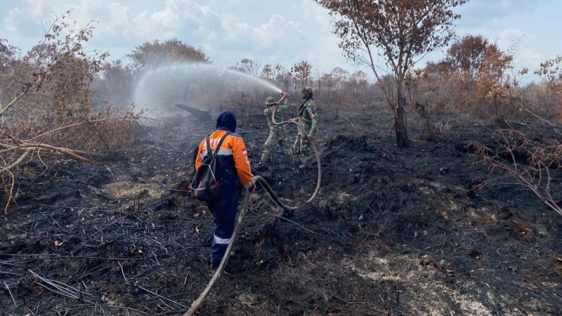 Satu Minggu Tim Gabungan Masih Berjibaku  Dibantu Helikopter Water Bombing Padamkan Api