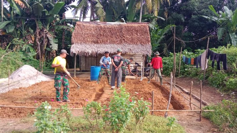 Satgas TMMD ke-121 Kodim 0204/DS Garap Pondasi RTLH Bebas Tarigan