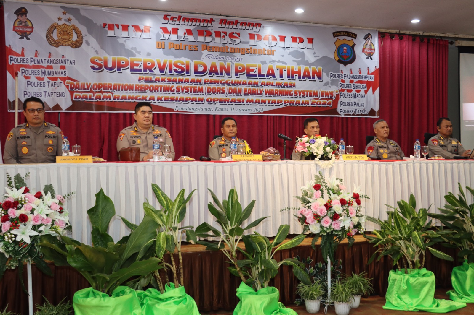 Polres Pematangsiantar Sambut Tim Supervisi Pelatihan Aplikasi Dors dan Ews Mabes Polri