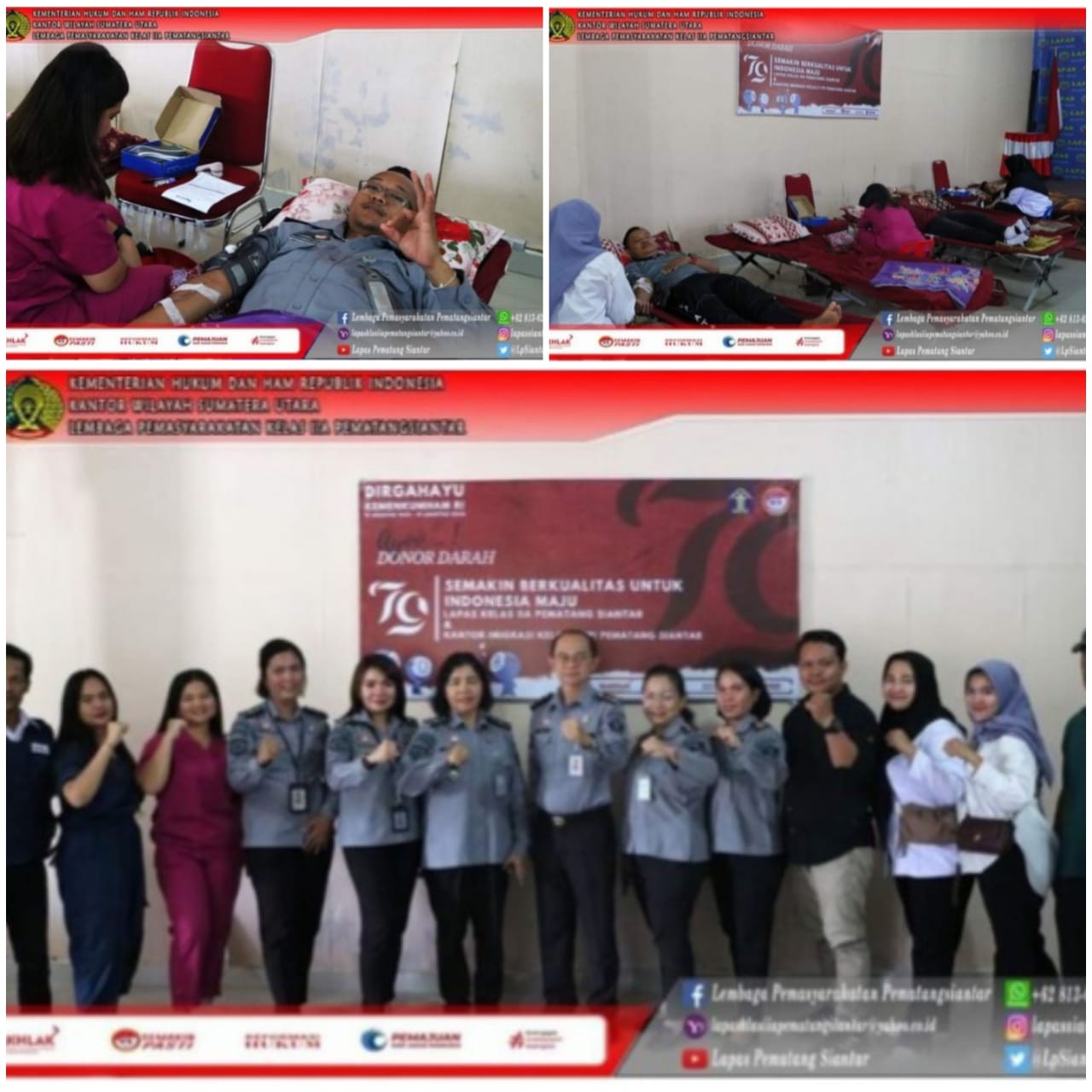 Peringati Hari Pengayoman Ke-79, Lapas Kelas IIA Pematangsiantar Selenggarakan Donor Darah