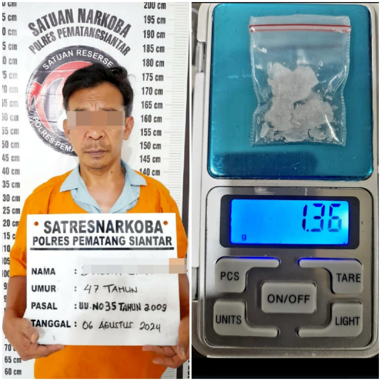 Bawa Sabu 1,36 Gram, Pria Jalan Kain Suci Ditangkap Satnarkoba Polres Pematangsiantar