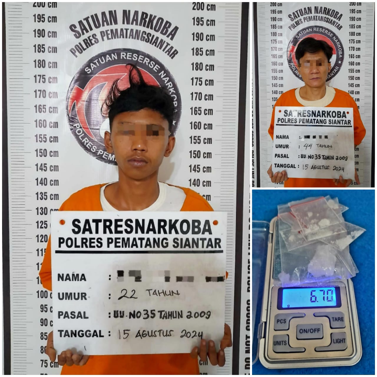 Polres Pematangsiantar Tangkap Dua Pria Pemilik Sabu 6,70 gram Asal Simalungun