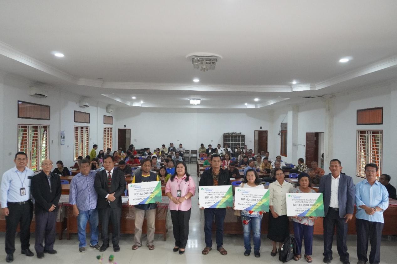 BPJS Ketenagakerjaan Serahkan total Klaim Jaminan Kematian Rp168 Juta kepada HKBP Distrik V Sumatera Timur