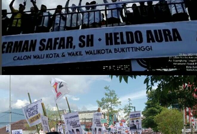 Luar Biasa !!! 15 Ribu Lebih Warga Bukittinggi Padati Jantung Kota, Erman Safar-Heldo Aura Resmi Deklarasi Pencalonan