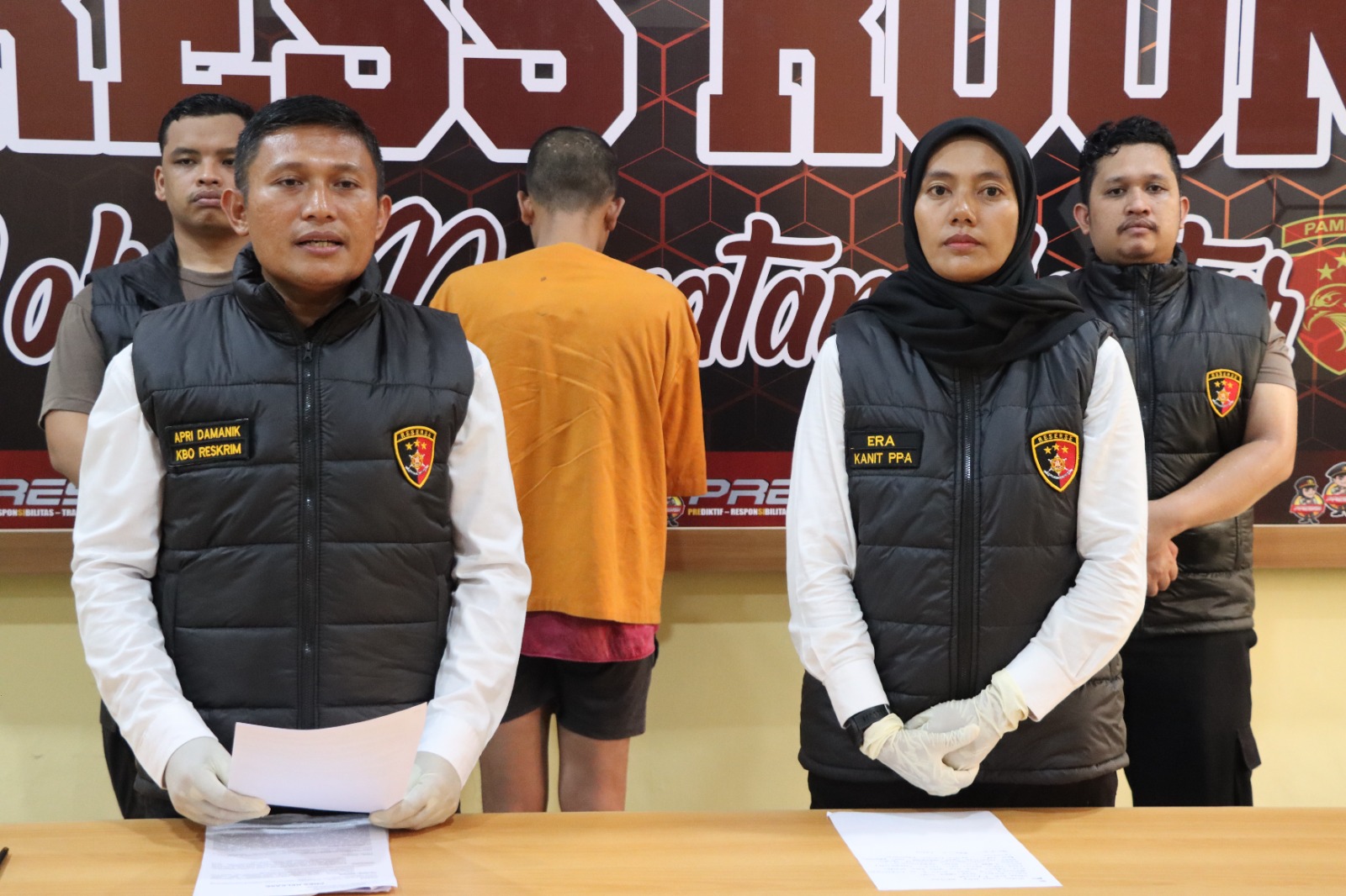 Sat Reskrim Polres Pematangsiantar Gelar Press Release Kasus Percabulan