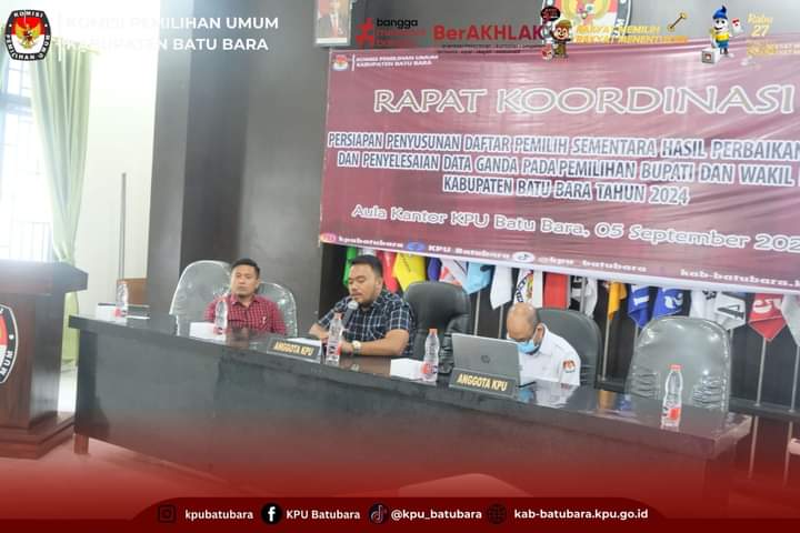KPU Batu Bara Gelar Rakor Persiapan Penyusunan DPSHP dan Data Ganda Pada Pilkada Serentak Tahun 2024