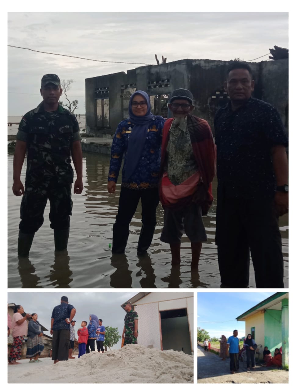 Camat Nurchinta Tinjau Rumah Warga Musibah Gelombang Tinggi di Desa Bagan Kuala, Anehnya BPBD Sergai Belum Turun