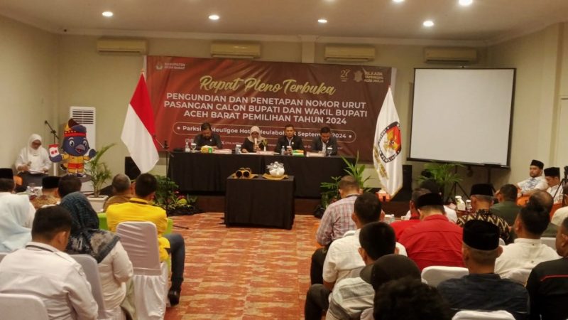 KIP Aceh Barat Dua Pasangan Calon Bupati Wakil Mendapat NO.1 Tarmizi SP Said Fadhiel.NO.2 h Kamarudin Adi Ariyadi