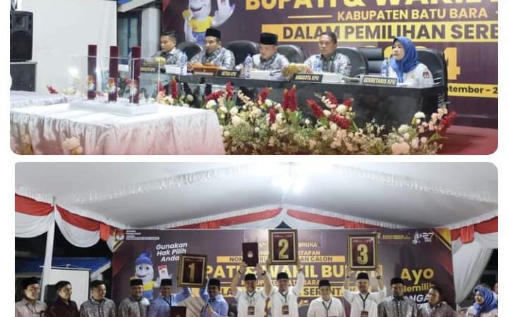 KPU Batu Bara Gelar Rapat Pleno Terbuka Pengundian dan Penetapan Nomor Urut Paslon Pada Pilkada Serentak Tahun 2024