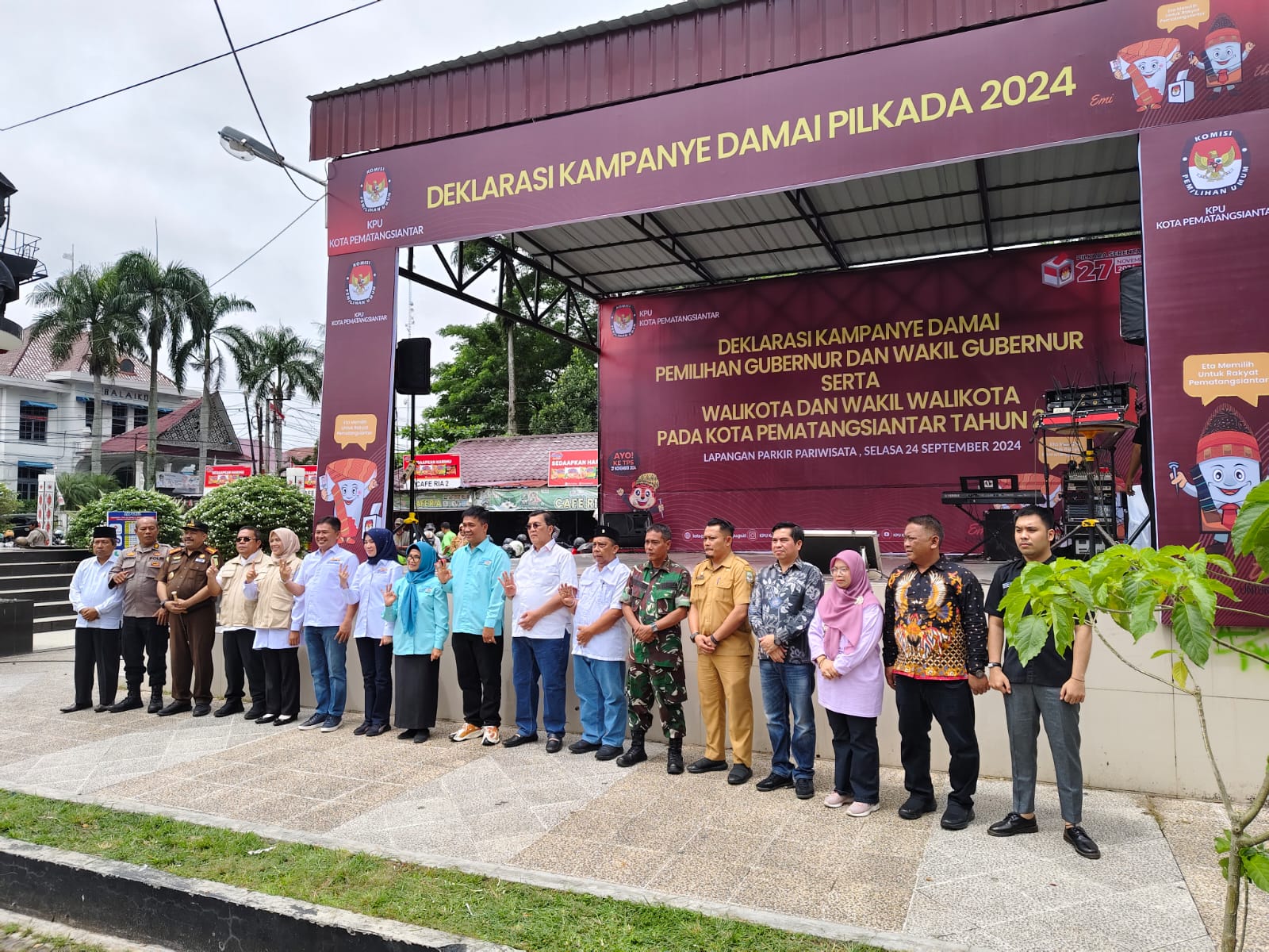 Polres Pematangsiantar Hadiri Deklarasi Kampanye Damai Pilkada Serentak Tahun 2024