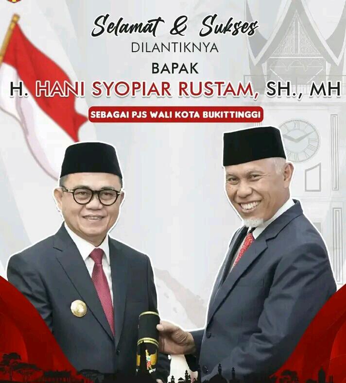 Hani Syopiar Rustam Dilantik Sebagai Pjs Wali Kota Bukittinggi