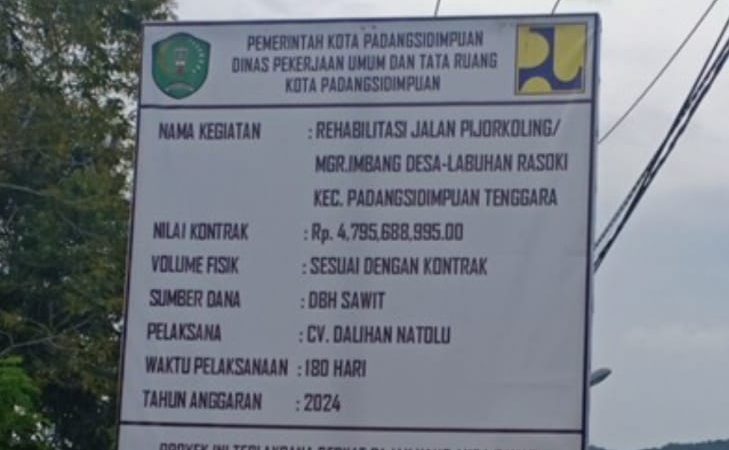 Kinerja Dinas PU Kota Padangsidimpuan diduga Mark Up harga ?