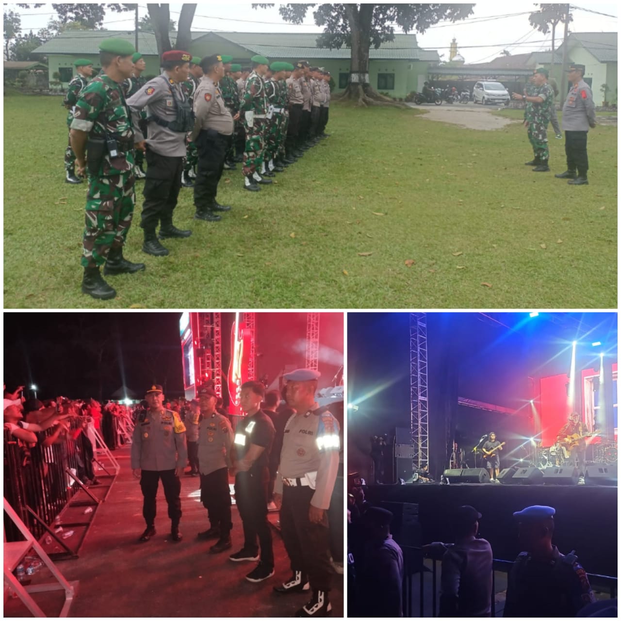 Sinergitas TNI – Polri, Polres Pematangsiantar Bersama TNI Laksanakan Pengamanan Konser Musik Iwan Fals di Lapangan Rindam 1/BB