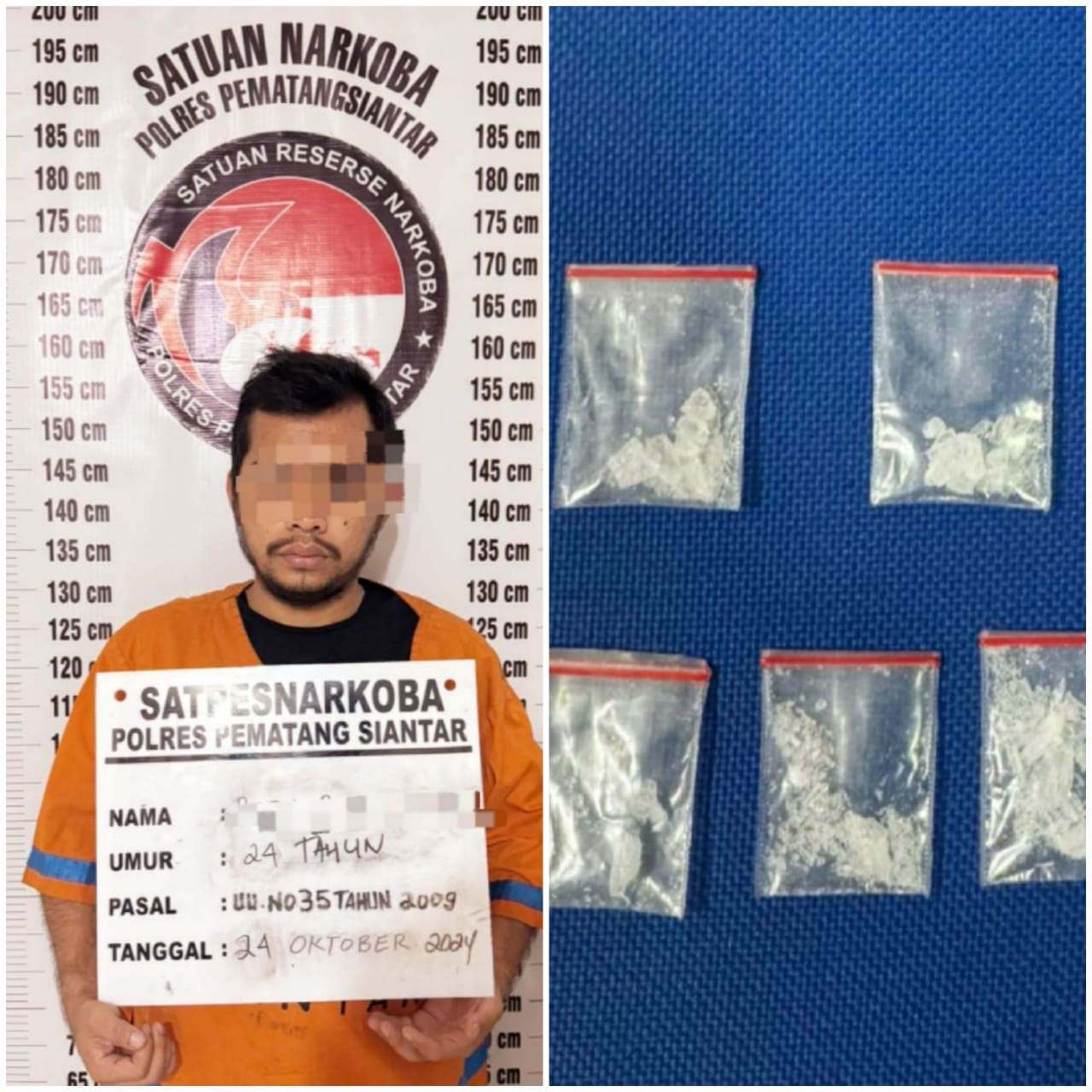 Polres Pematangsiantar Bekuk Pria Pemilik 5 Paket Sabu