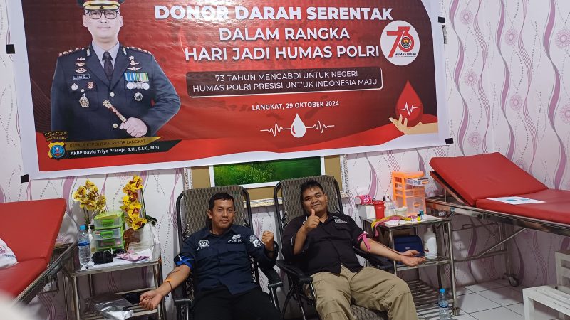 Hari Jadi Humas Polri ke-73, Polres Langkat Polda Sumut Laksanakan Donor Darah
