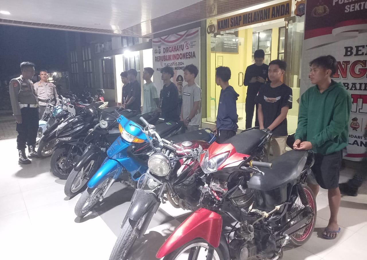 Satlantas Polres Inhu Jaring Puluhan Balap Liar dan Knalpot Brong
