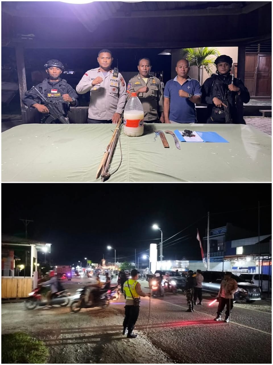 Polsek Nabire Barat Gelar Razia Kendaraan, Amankan Sajam dan Puluhan Kendaraan.