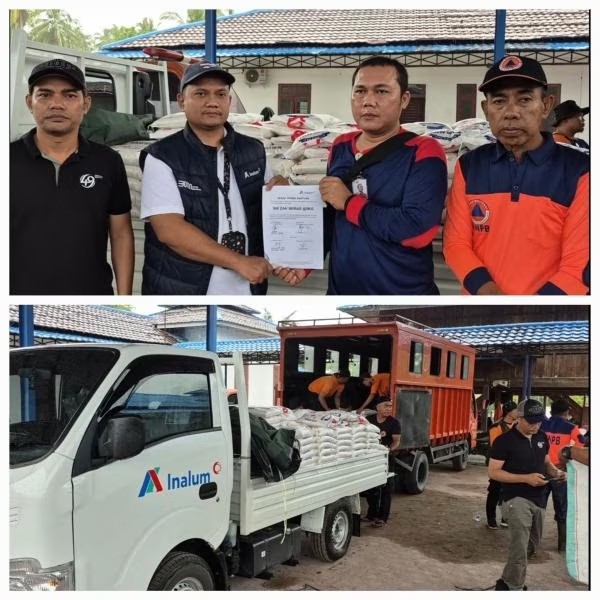 PT Inalum Serahkan 500 Karung Beras Kepada BPBD Batu Bara Untuk Disalurkan Pada Warga Korban Banjir