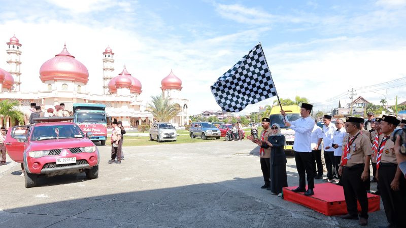 Bupati Aceh Barat Bersama Unsur Forkopimda dan Pengurus Pramuka Resmi Melepas Pawai Ta’aruf Musabaqah Tunas Ramadhan (MTR) ke-24