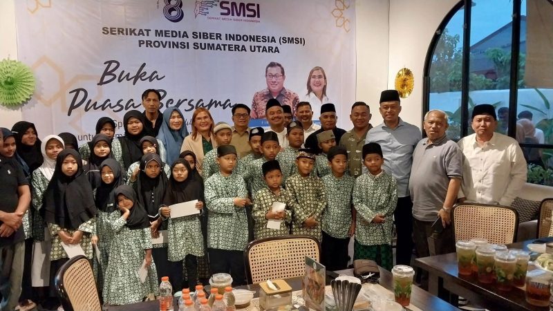 Gelar Buka Puasa dan Rayakan HUT ke-8, SMSI Sumut Berbagi Berkah Ramadhan ke Anak Yatim