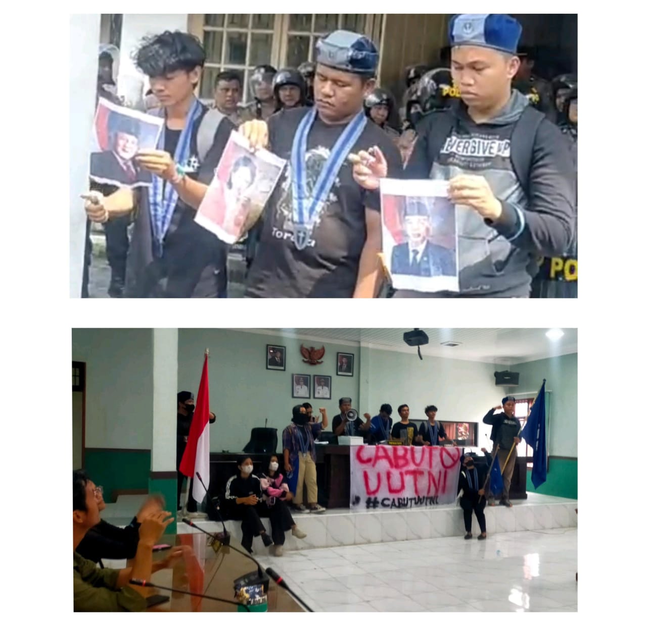 Aksi Unras Tolak UU TNI, GMKI Pematangsiantar-Simalungun Bakar Foto Presiden, Ketua DPR-RI dan Sufmi Dasco