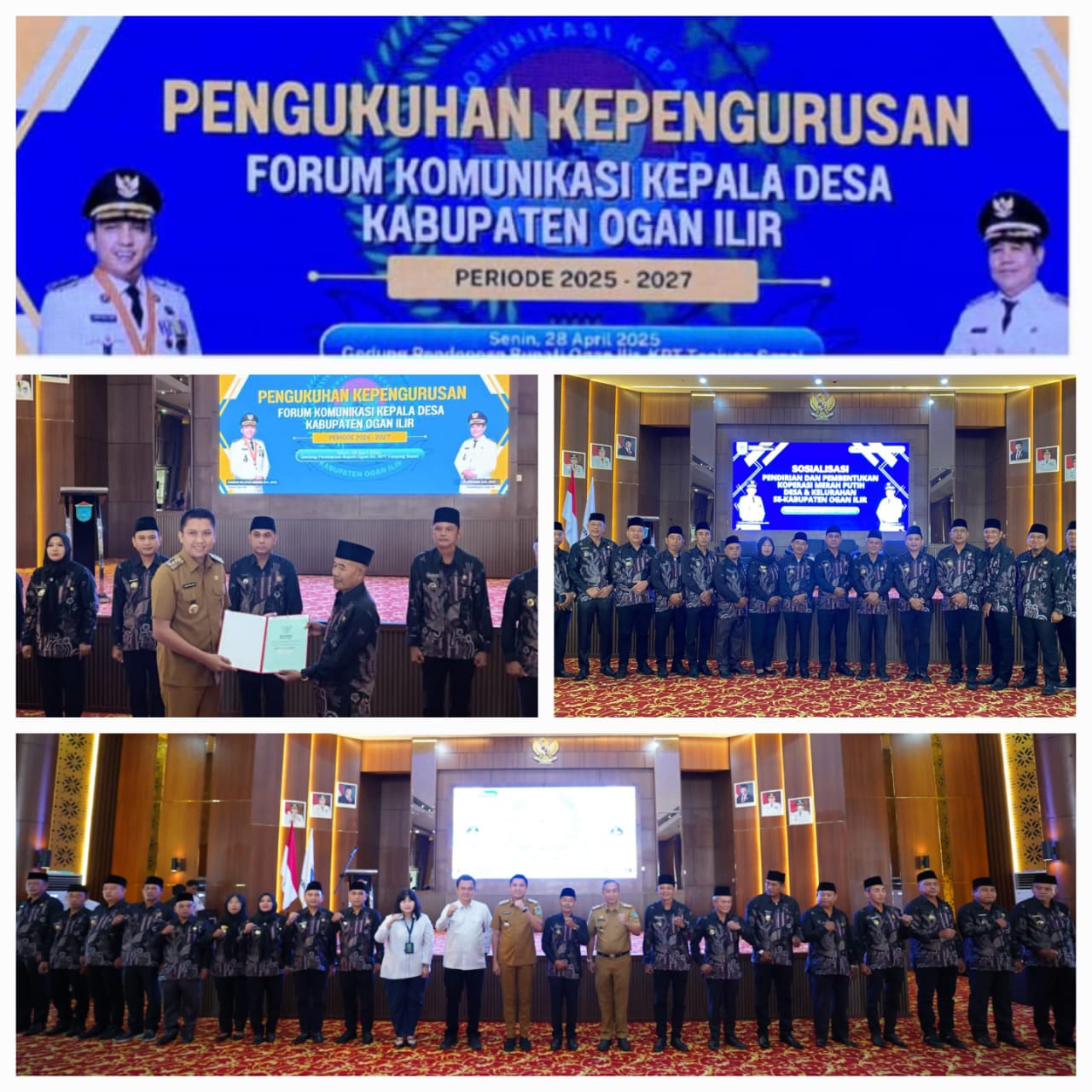Bupati Panca Resmi Mengukuhkan Kepengurusan Forum Komunikasi Kades Kabupaten Ogan Ilir Periode 2025-2027