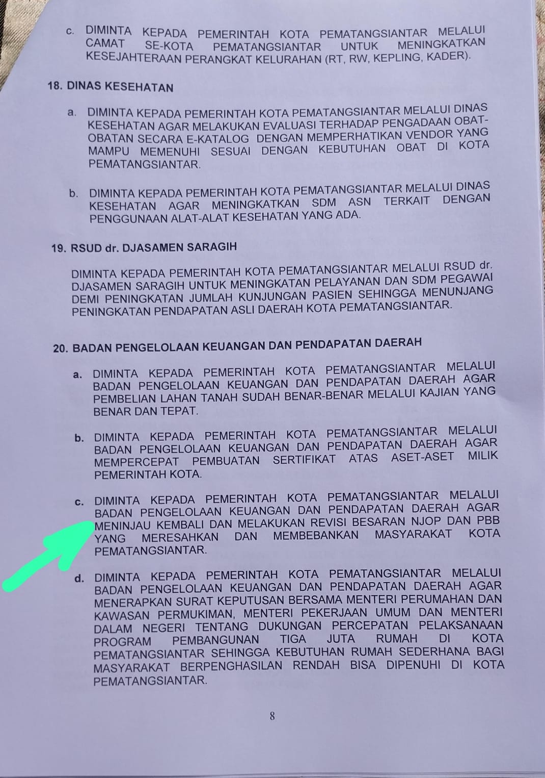 DPRD Pematangsiantar Minta Wali Kota Revisi Besaran NJOP dan PBB