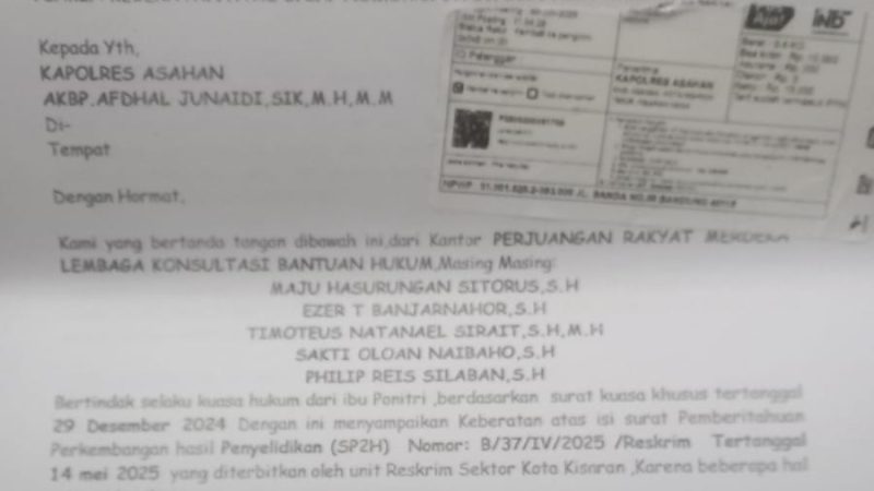 Penanganan Kasus Dugaan Pencurian dan Kekerasan di Polsek Kota Kisaran, Kuasa Hukum Ponitri Surati Nilai Penyidik Tidak Profesional