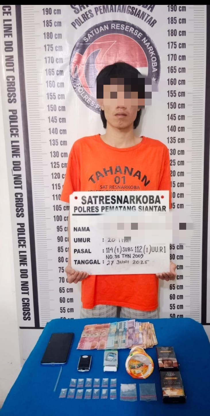Sat Resnarkoba Polres Pematangsiantar Tangkap Pria Asal Langkat Diduga Jual Sabu di Jalan Medan