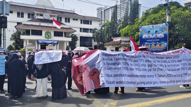 Ratusan Guru TK, SD dan SMP Medan Berstatus ASN dan P3K Tuntut Kesejahteraan, Minta Peraturan Walikota Medan Nomor 1 Tahun 2023 Dihapus