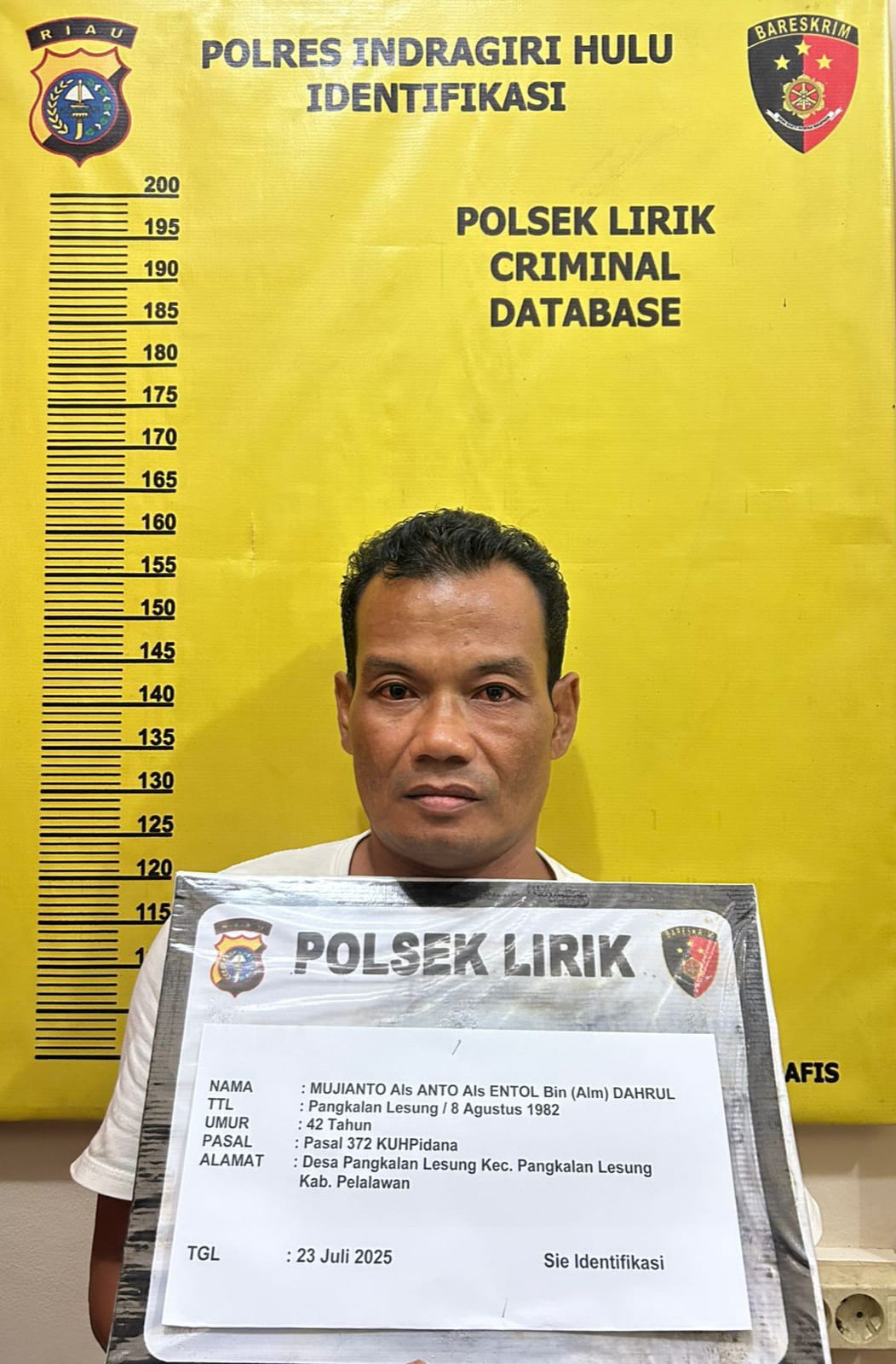 Lima Tahun Buron, Akhirnya Pelaku Berhasil Diringkus Polsek Lirik Inhu