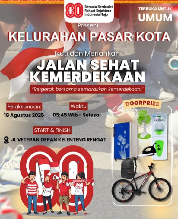 Besok, Lurah Pasar Kota Rengat Inhu Gelar Jalan Sehat Kemerdekaan Bertabur Doorprize 