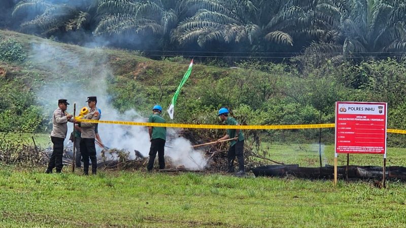 Kapolres Inhu Apresiasi Giat Simulasi Kesiap Siagaan Tanggap Darurat  Karhutla PT. TPP 